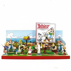 12 Metal-Figuren Asterix+Holz-Dislpay