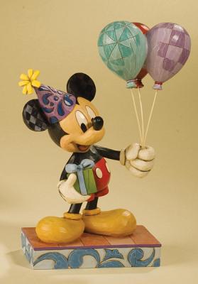 Figur Micky Maus mit Ballons & Geschenk - Design v. Jim Shore, 2