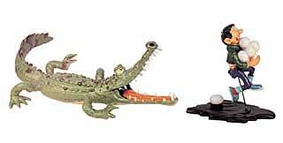 Gaston mit Krokodil Metallfigur