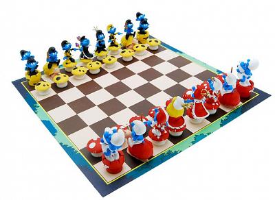 Schlumpf Schachspiel mit PVC-Figuren