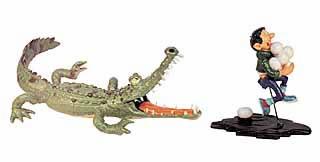 Gaston mit Krokodil Metallfigur